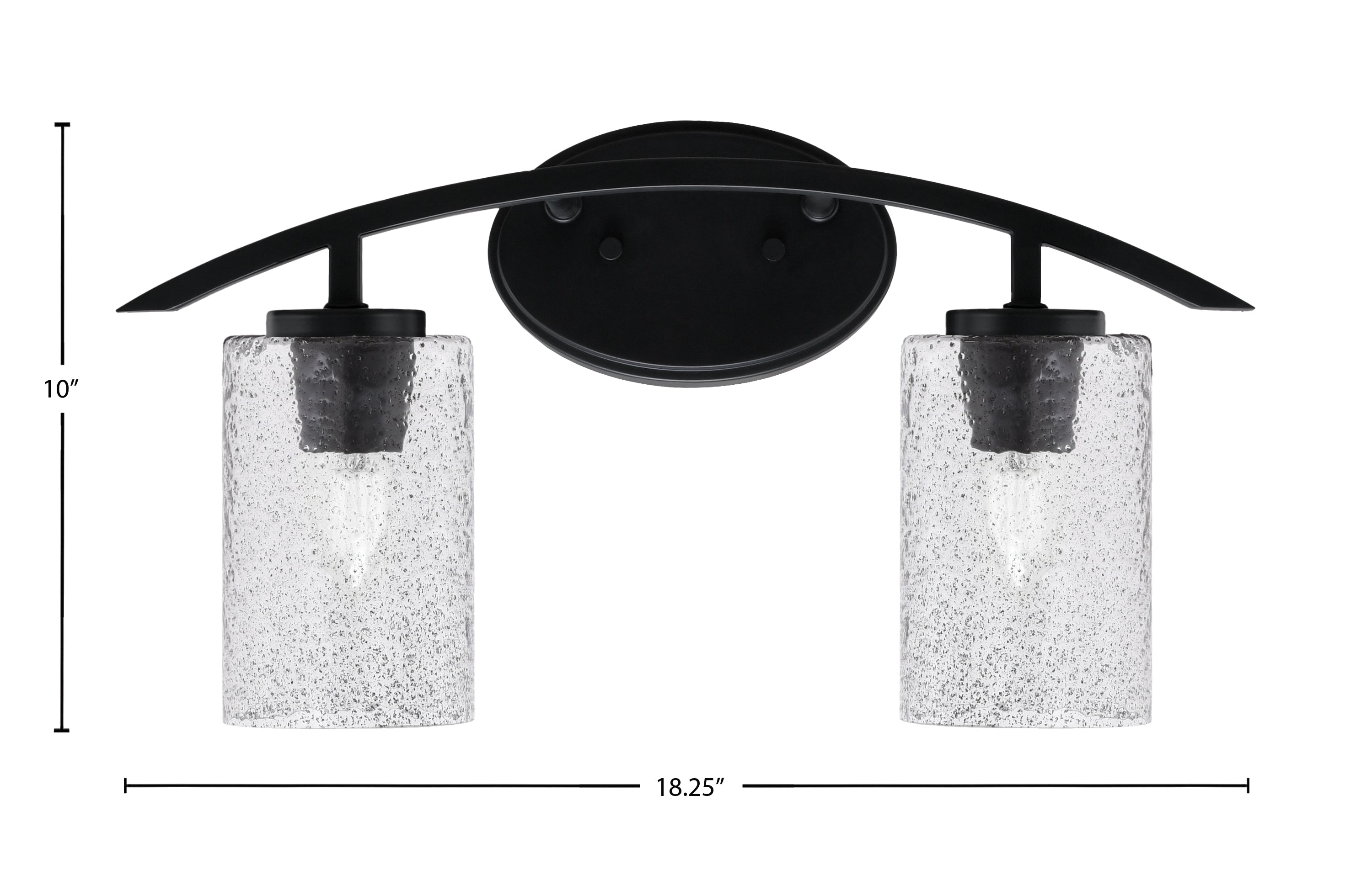 Kurve Two Light Bath Bar in Matte Black with 4" Smoke Bubble Shade