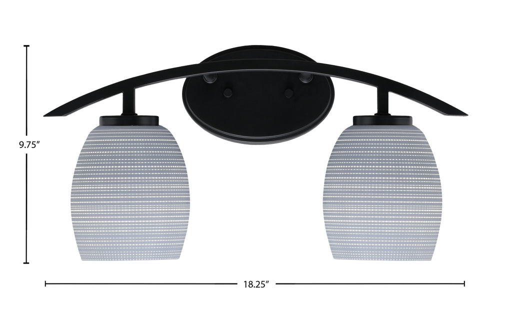 Kurve Two Light Bath Bar in Matte Black with 5" Gray Matrix Shade