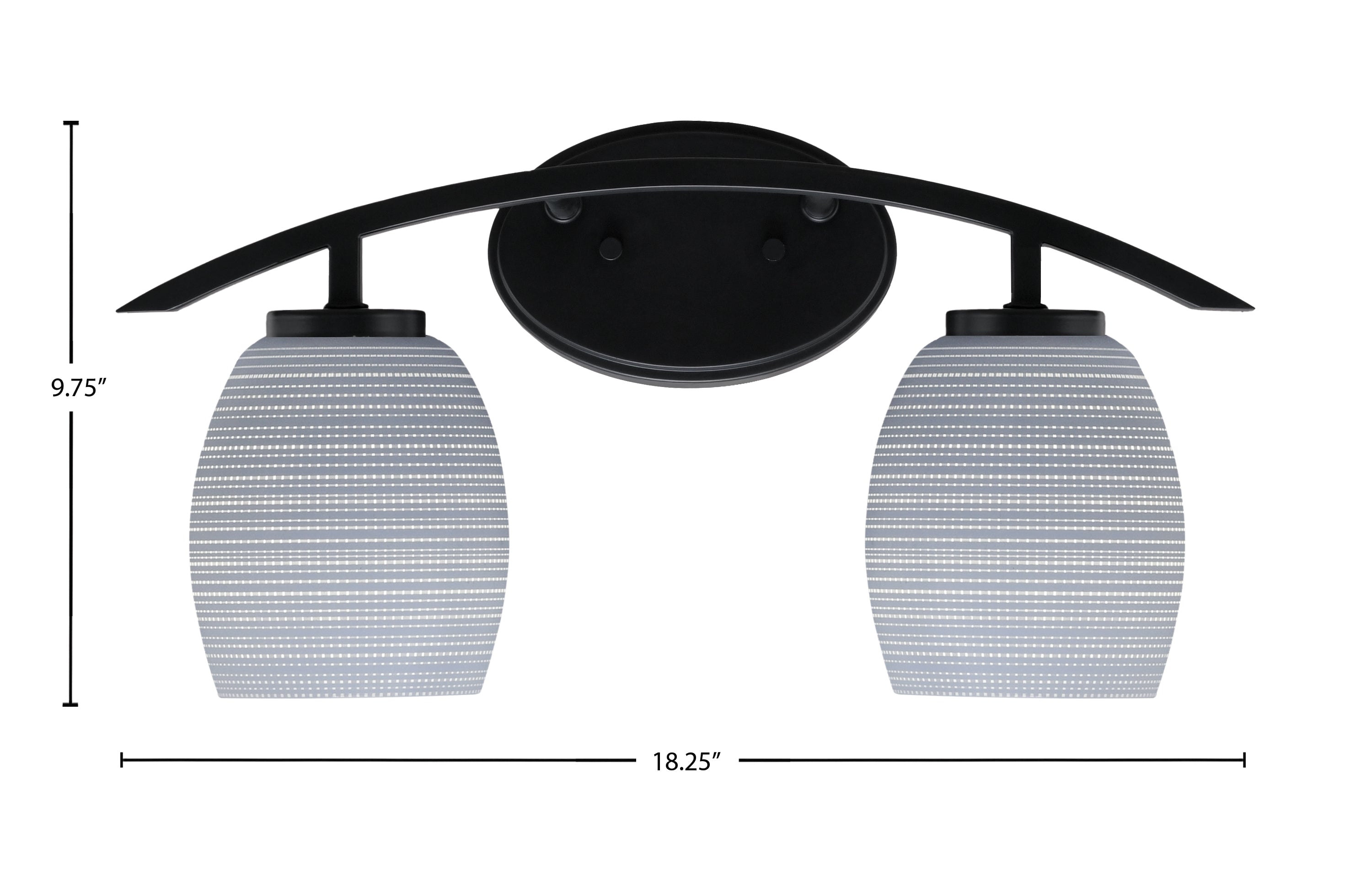 Kurve Two Light Bath Bar in Matte Black with 5" Gray Matrix Shade