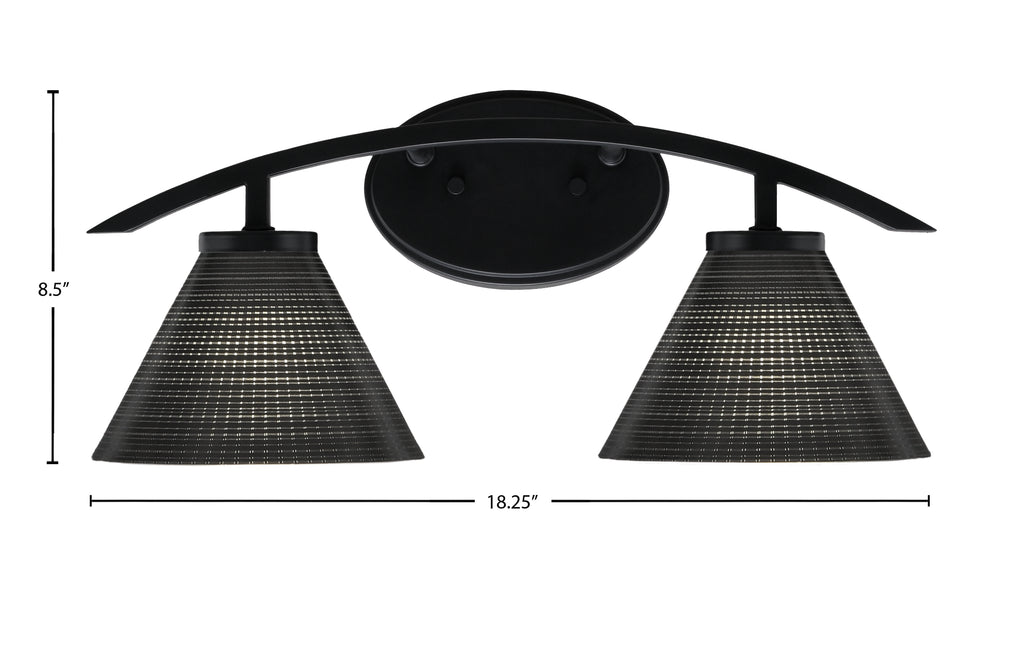 Kurve Two Light Bath Bar in Matte Black with 7" Black Matrix Shade