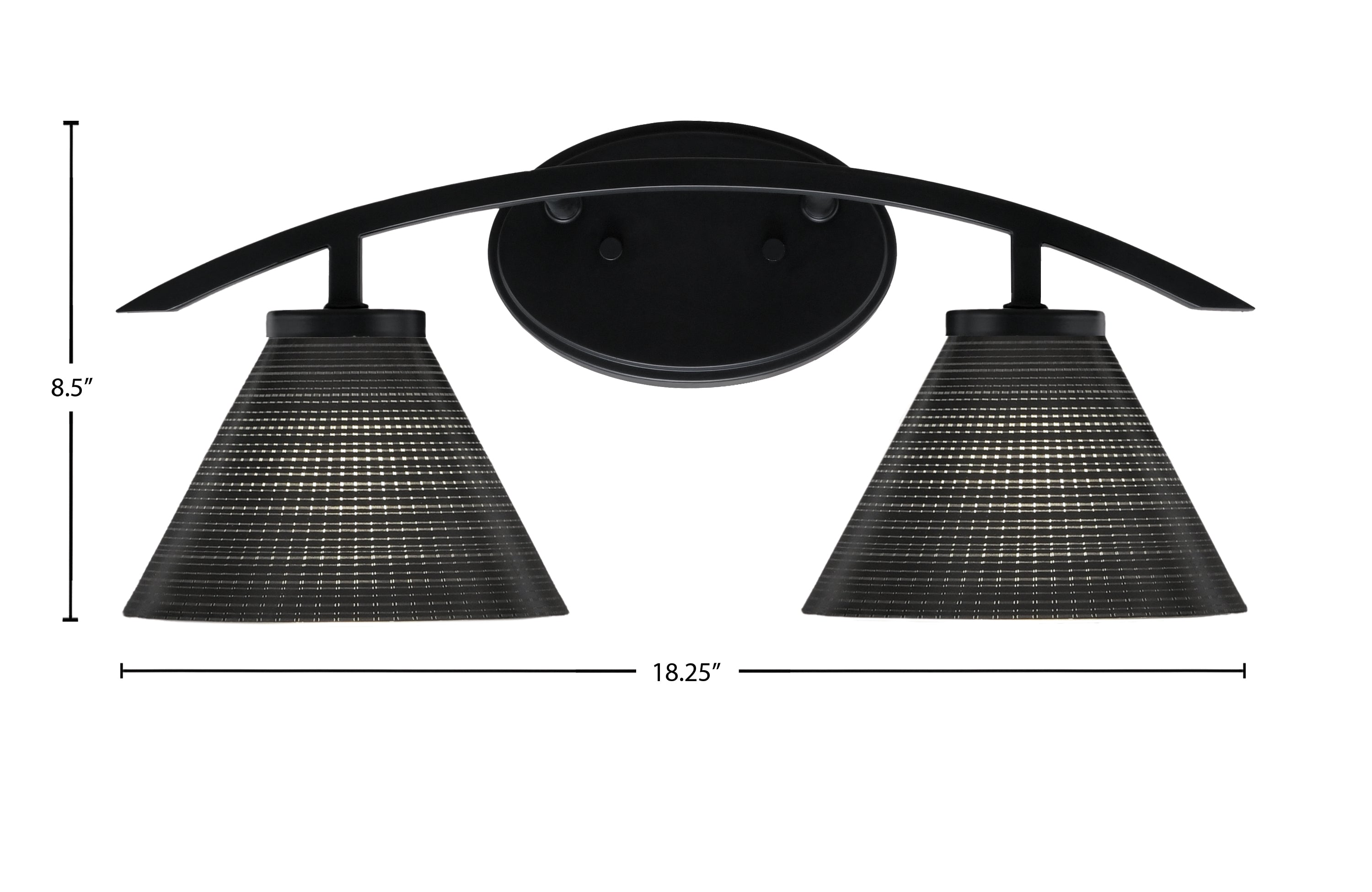 Kurve Two Light Bath Bar in Matte Black with 7" Black Matrix Shade