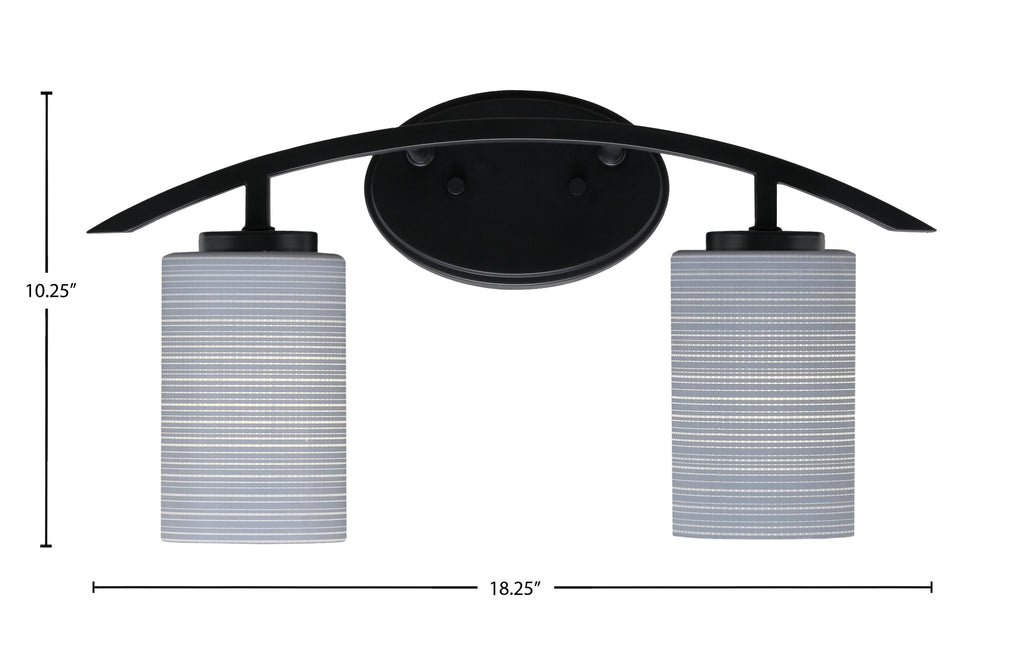 Kurve Two Light Bath Bar in Matte Black with 4" Gray Matrix Shade