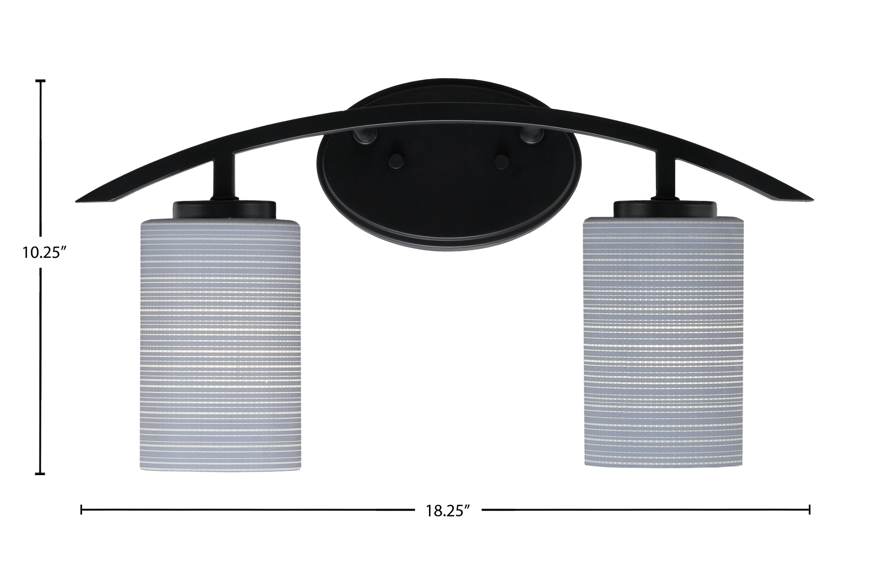 Kurve Two Light Bath Bar in Matte Black with 4" Gray Matrix Shade