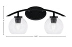 Kurve Two Light Bath Bar in Matte Black with 5.75" Clear Bubble Shade