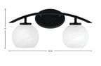 Kurve Two Light Bath Bar in Matte Black with 5.75" White Marble Shade