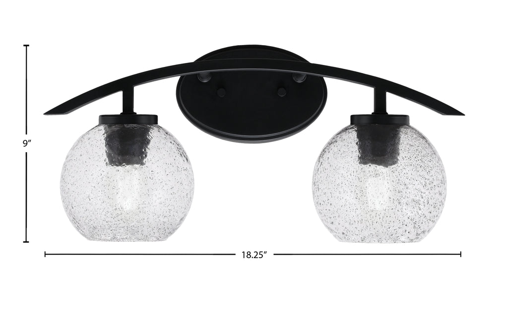 Kurve Two Light Bath Bar in Matte Black with 5.75" Smoke Bubble Shade
