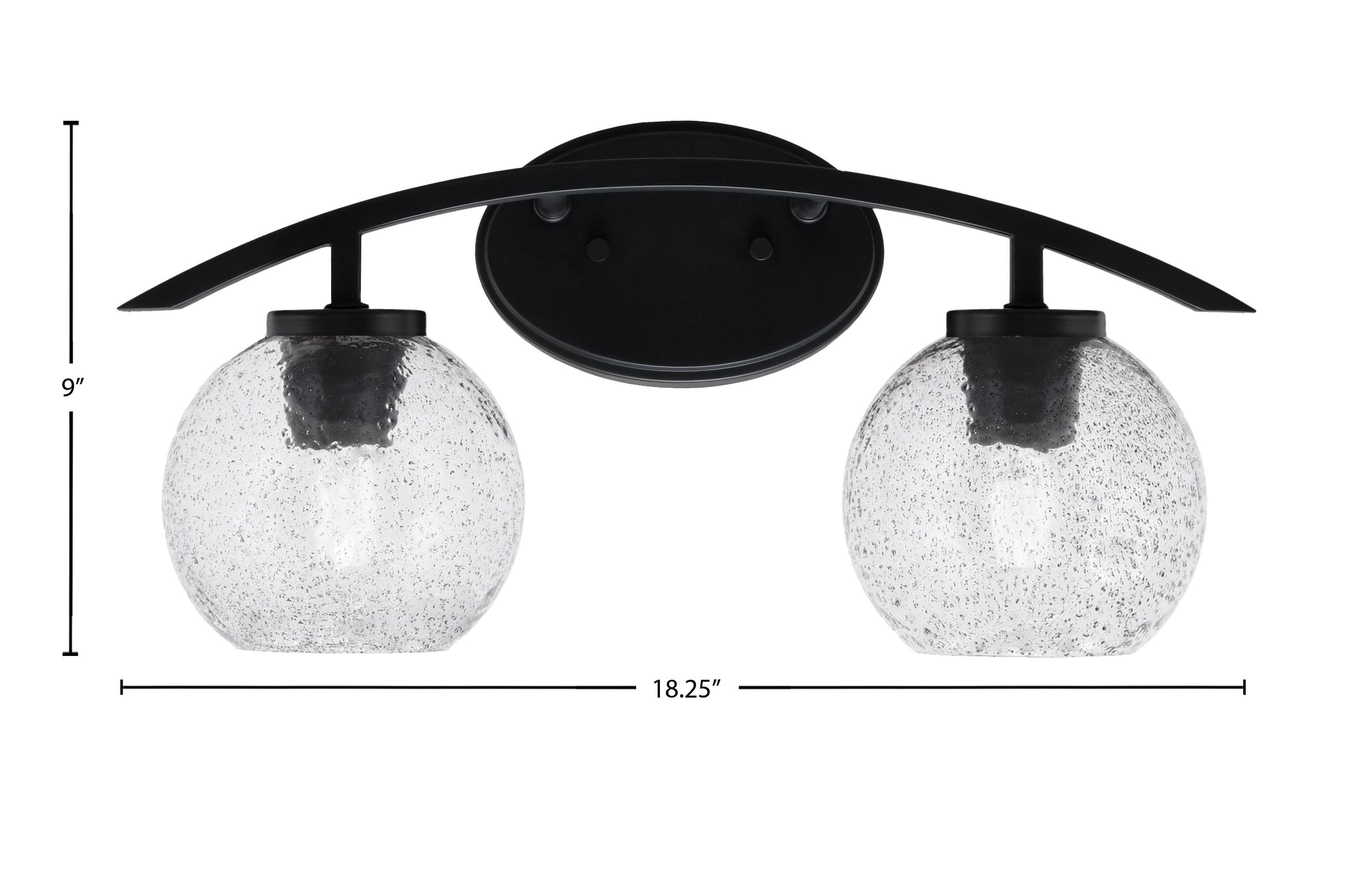 Kurve Two Light Bath Bar in Matte Black with 5.75" Smoke Bubble Shade