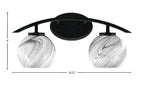 Kurve Two Light Bath Bar in Matte Black with 5.75" Onyx Swirl Shade