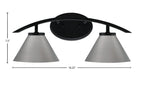 Kurve Two Light Bath Bar in Matte Black with 7" Graphite Cone Metal Shade Shade