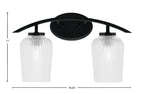 Kurve Two Light Bath Bar in Matte Black with 5" Clear Textured Shade