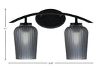 Kurve Two Light Bath Bar in Matte Black with 5" Smoke Textured Shade