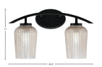 Kurve Two Light Bath Bar in Matte Black with 5" Silver Textured Shade
