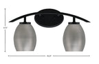 Kurve Two Light Bath Bar in Matte Black with 5" Graphite Oval Metal Shade Shade