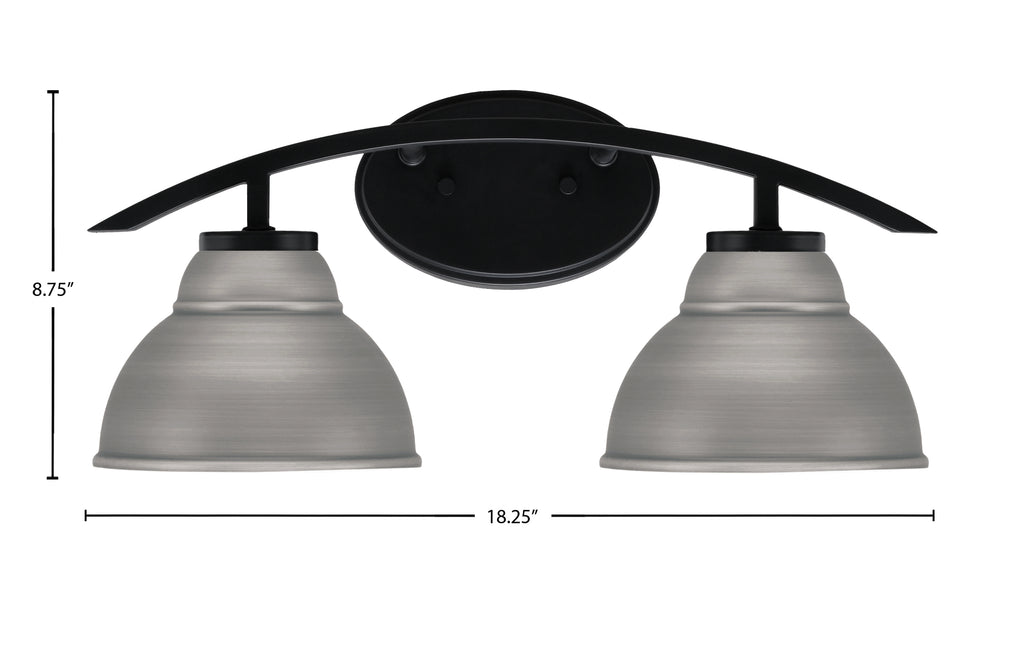 Kurve Two Light Bath Bar in Matte Black with 7" Graphite Double Bubble Metal Shade Shade