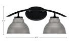 Kurve Two Light Bath Bar in Matte Black with 7" Graphite Double Bubble Metal Shade Shade