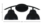 Kurve Two Light Bath Bar in Matte Black with 7" Matte Black Double Bubble Metal Shade Shade
