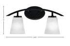Kurve Two Light Bath Bar in Matte Black with 4.5" Square White Muslin Shade