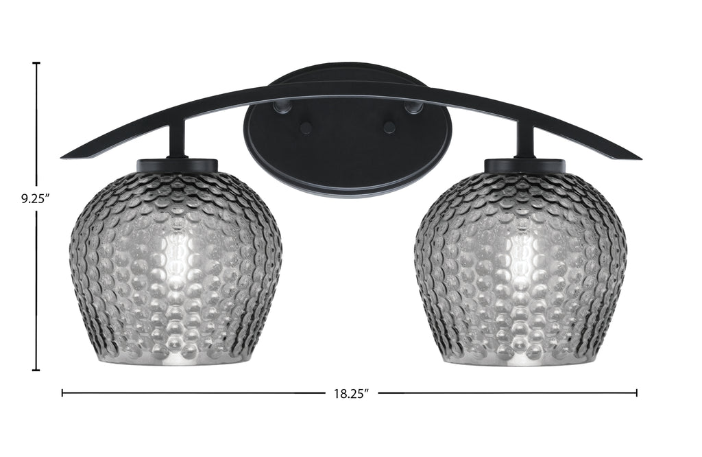 Kurve Two Light Bath Bar in Matte Black with 6" Smoke Textured Shade