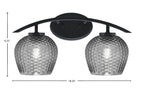 Kurve Two Light Bath Bar in Matte Black with 6" Smoke Textured Shade