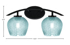 Kurve Two Light Bath Bar in Matte Black with 6" Turquoise Textured Shade