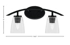 Kurve Two Light Bath Bar in Matte Black with 4.5" Square Clear Bubble Shade