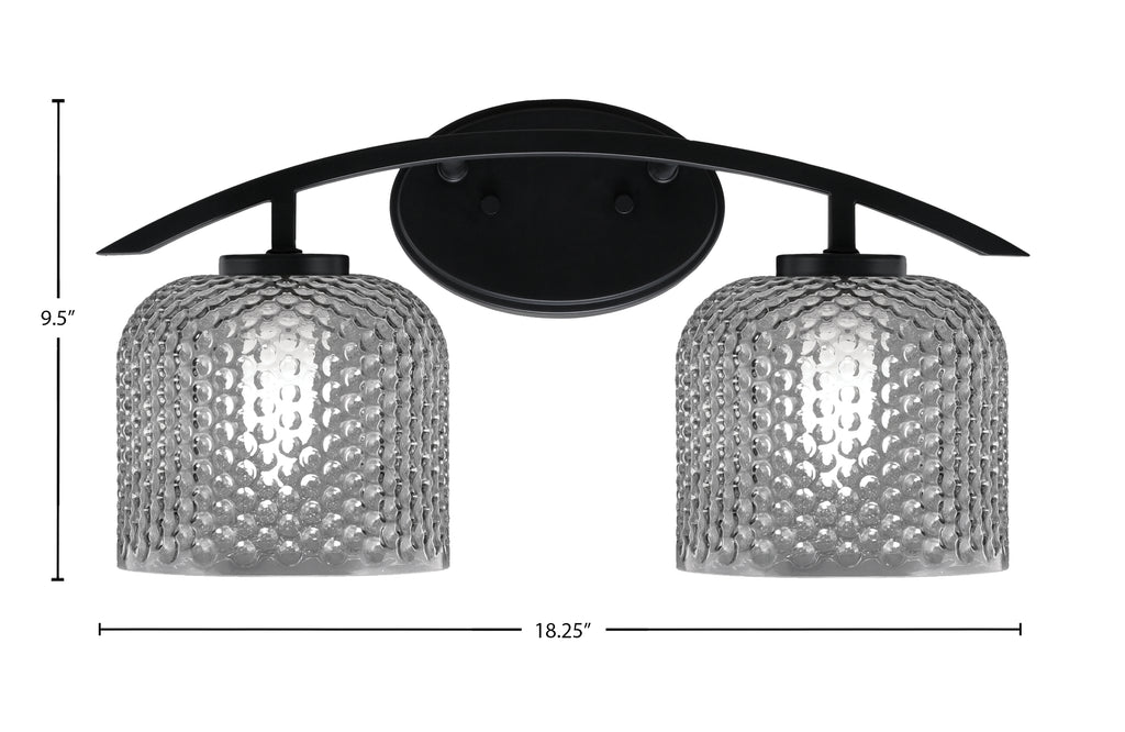 Kurve Two Light Bath Bar in Matte Black with 6" Smoke Textured Shade