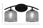 Kurve Two Light Bath Bar in Matte Black with 6" Smoke Textured Shade