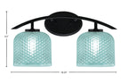 Kurve Two Light Bath Bar in Matte Black with 6" Turquoise Textured Shade