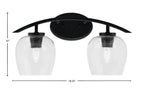 Kurve Two Light Bath Bar in Matte Black with 6" Clear Bubble Shade