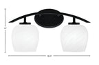 Kurve Two Light Bath Bar in Matte Black with 6" White Marble Shade
