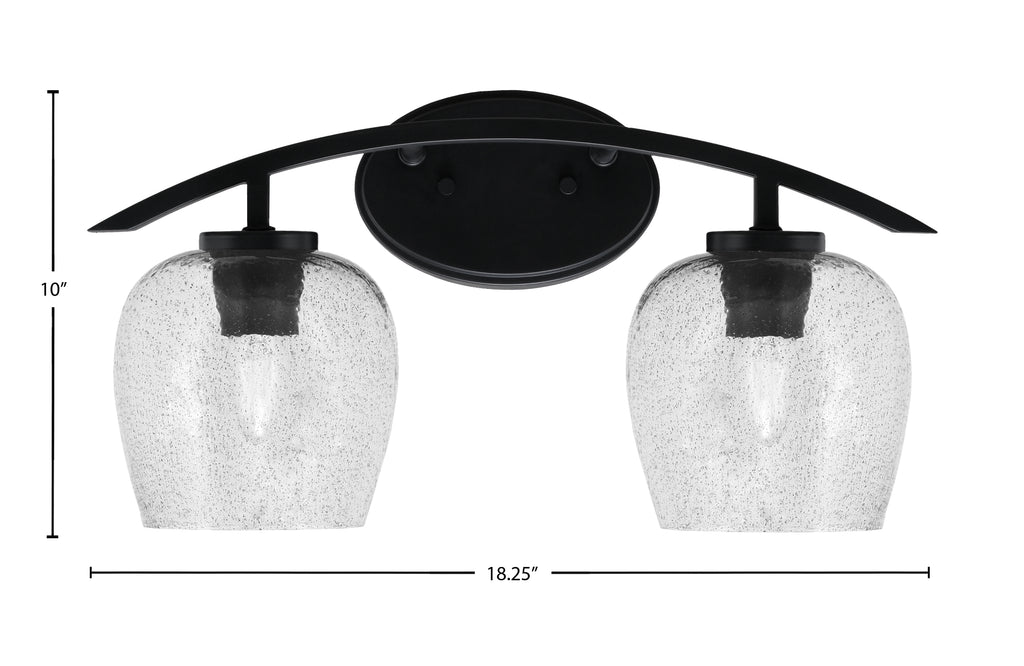 Kurve Two Light Bath Bar in Matte Black with 6" Smoke Bubble Shade