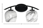 Kurve Two Light Bath Bar in Matte Black with 6" Onyx Swirl Shade