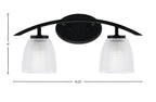 Kurve Two Light Bath Bar in Matte Black with 5" Clear Ribbed Shade
