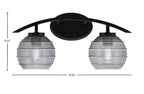 Kurve Two Light Bath Bar in Matte Black with 6" Smoke Ribbed Shade