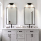 Kurve Two Light Bath Bar in Matte Black with 5" White Linen Shade