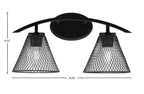 Kurve Two Light Bath Bar in Matte Black with 7" Matte Black Cone Mesh Metal Shade Shade