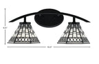 Kurve Two Light Bath Bar in Matte Black with 7" Pewter Art Glass Shade