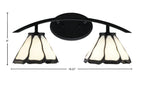 Kurve Two Light Bath Bar in Matte Black with 7" Pearl & Black Flair Art Glass Shade