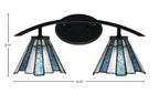 Kurve Two Light Bath Bar in Matte Black with 7" Sea Ice Art Glass Shade
