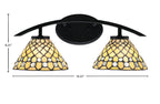 Kurve Two Light Bath Bar in Matte Black with 7" Starlight Art Glass Shade
