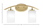 Kurve Two Light Bath Bar in New Age Brass with White Marble Shade