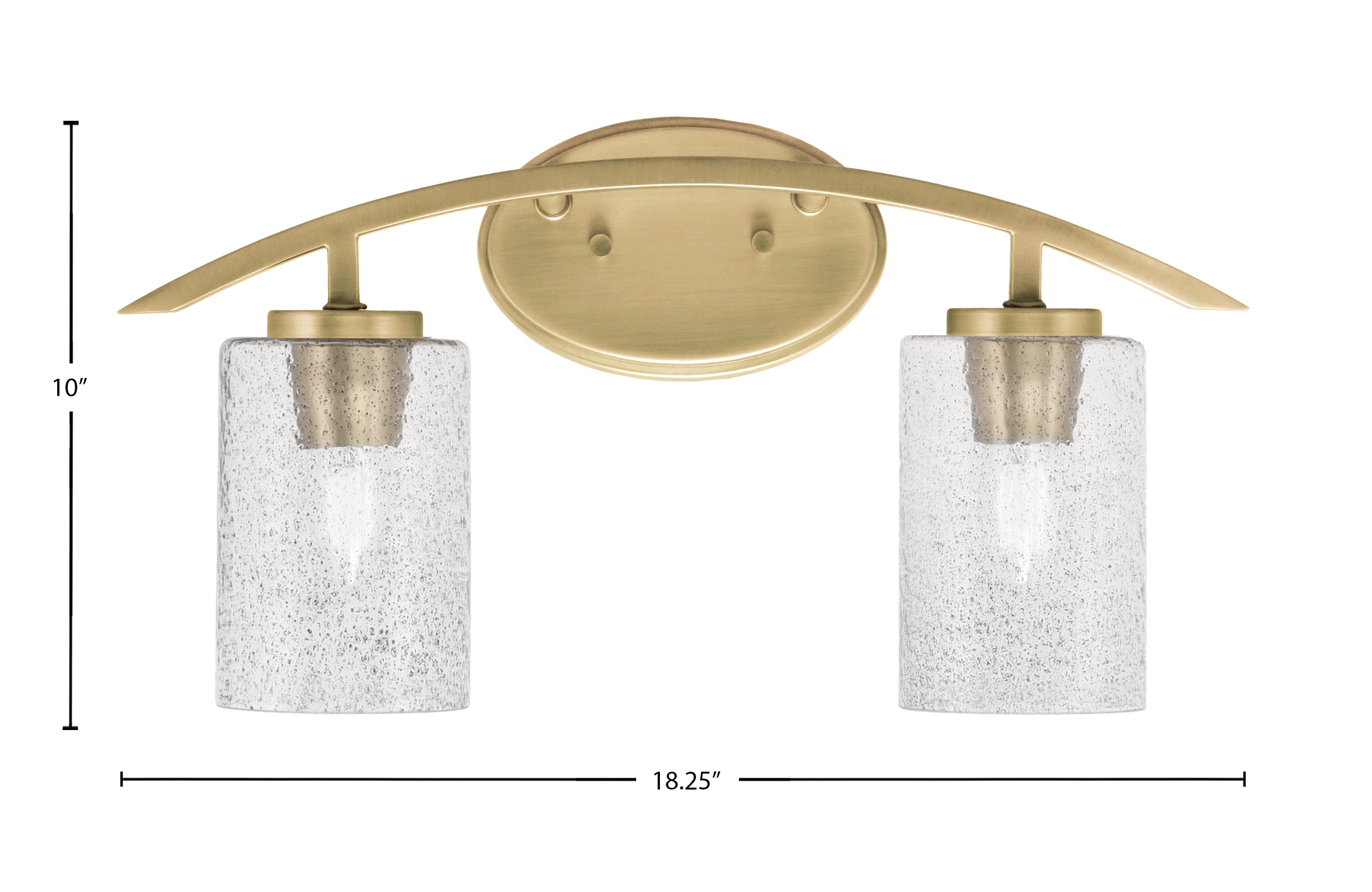 Kurve Two Light Bath Bar in New Age Brass with Smoke Bubble Shade