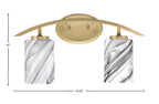 Kurve Two Light Bath Bar in New Age Brass with Onyx Swirl Shade