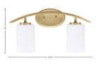 Kurve Two Light Bath Bar in New Age Brass with White Muslin Shade