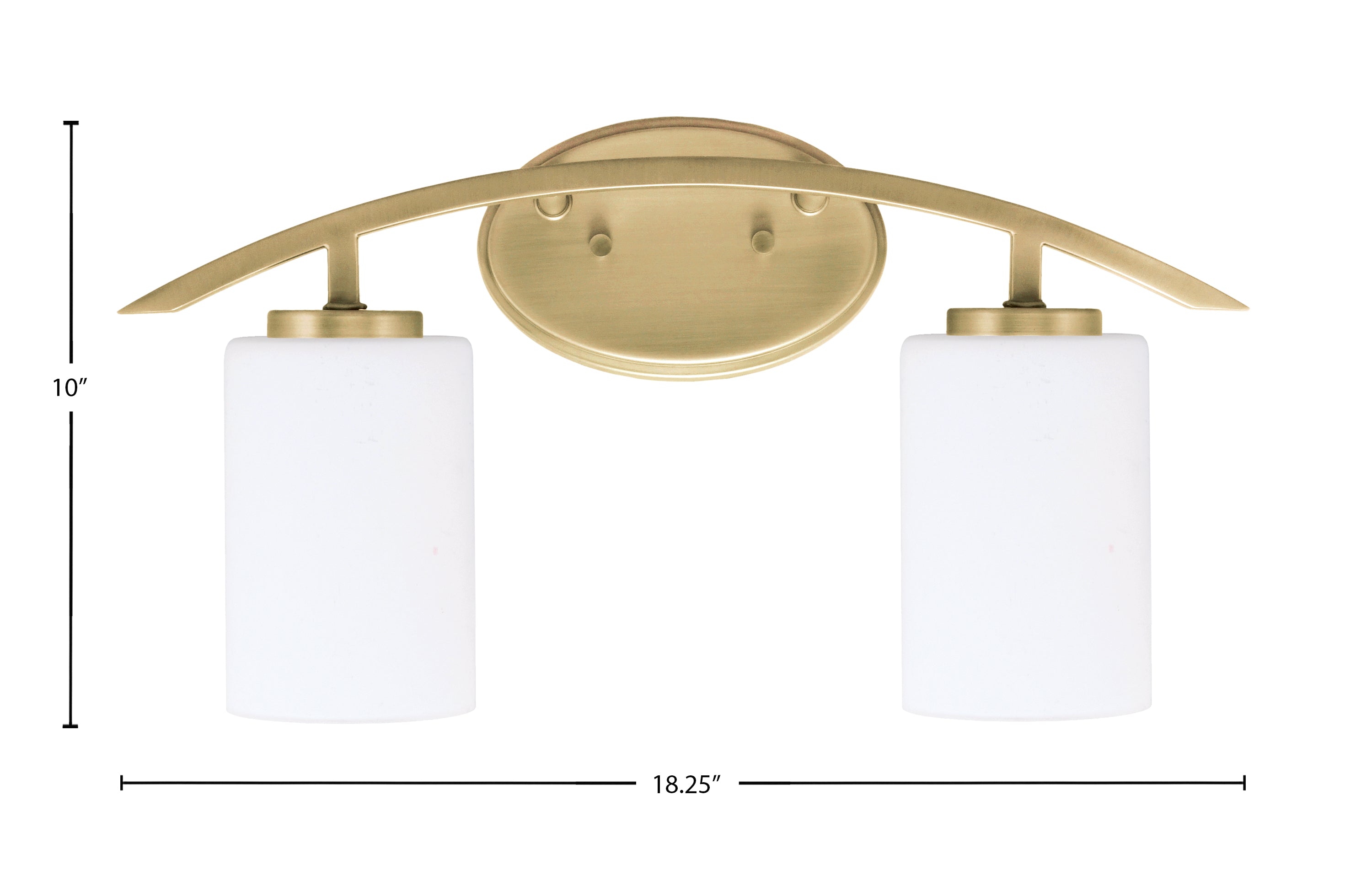 Kurve Two Light Bath Bar in New Age Brass with White Muslin Shade