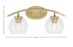 Kurve Two Light Bath Bar in New Age Brass with Clear Bubble Shade
