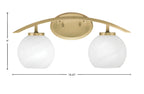 Kurve Two Light Bath Bar in New Age Brass with White Marble Shade