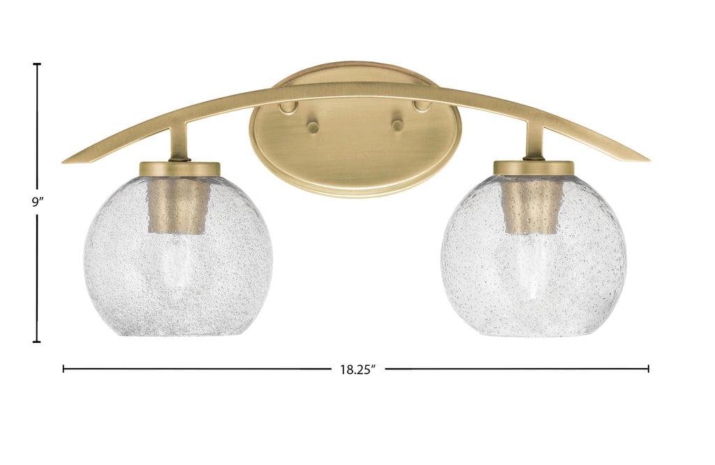 Kurve Two Light Bath Bar in New Age Brass with Smoke Bubble Shade