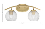 Kurve Two Light Bath Bar in New Age Brass with Smoke Bubble Shade