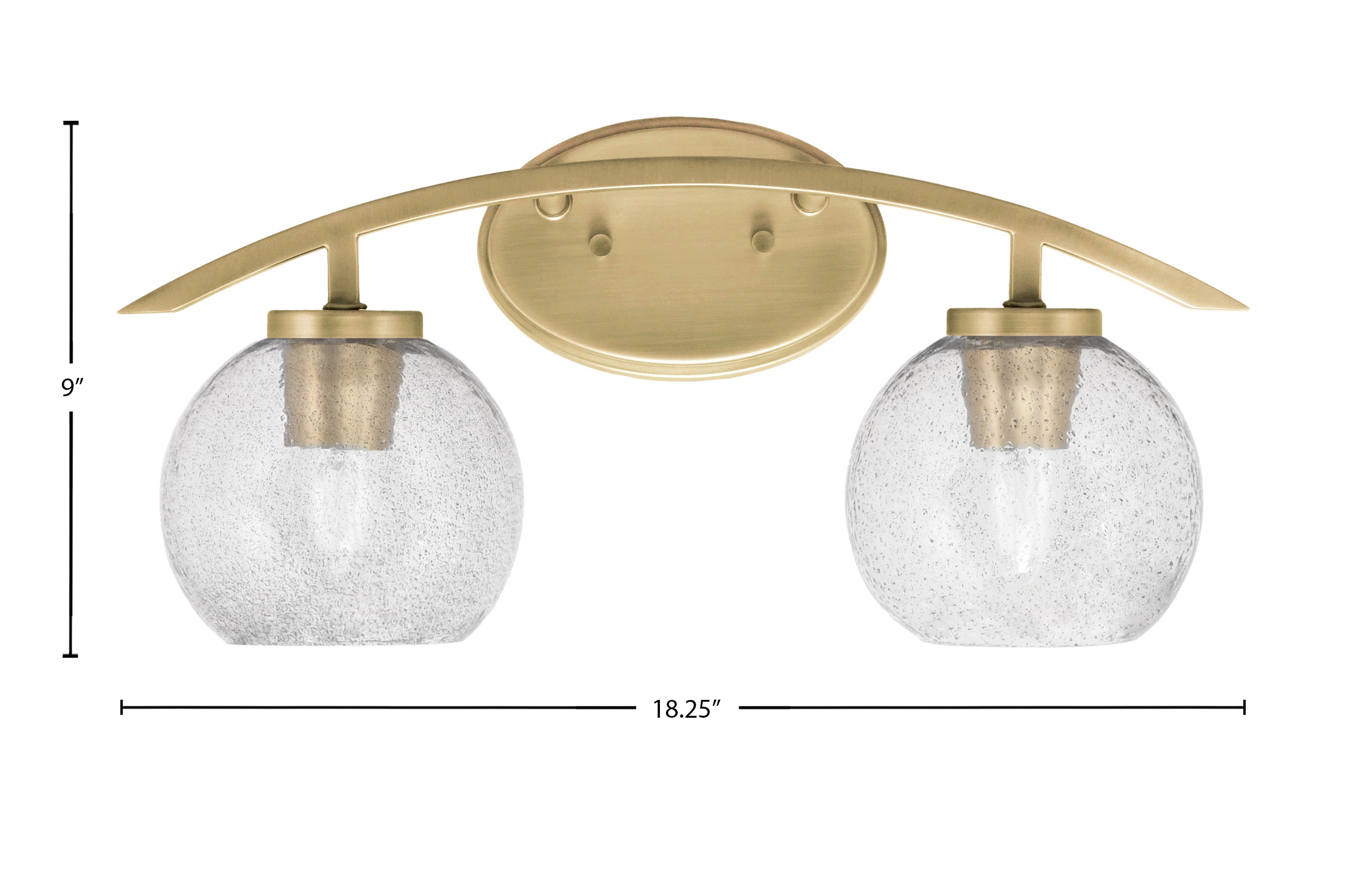 Kurve Two Light Bath Bar in New Age Brass with Smoke Bubble Shade